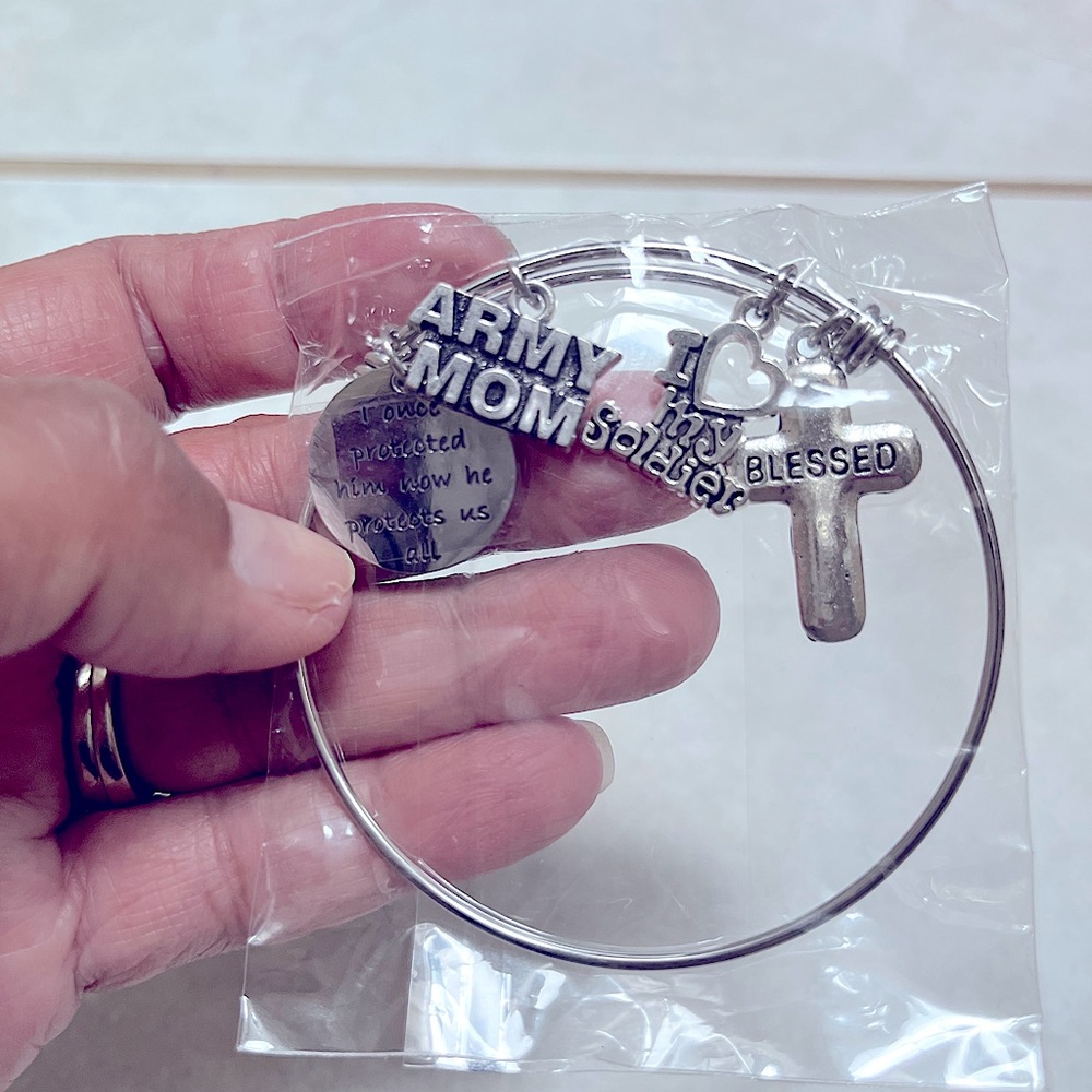 Army mom silver bracelet